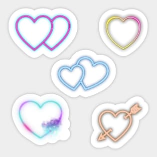 neon hearts sticker pack Sticker